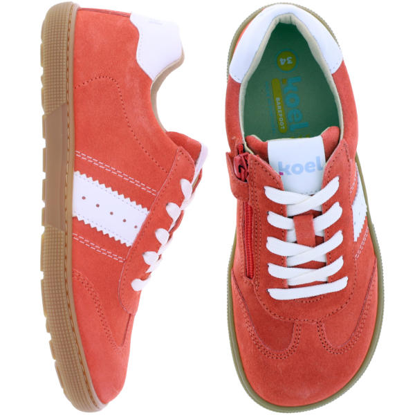 Koel Kids | Declan | Coral-Rot-Weiß | Veloursleder | Kinder Barfußschuhe