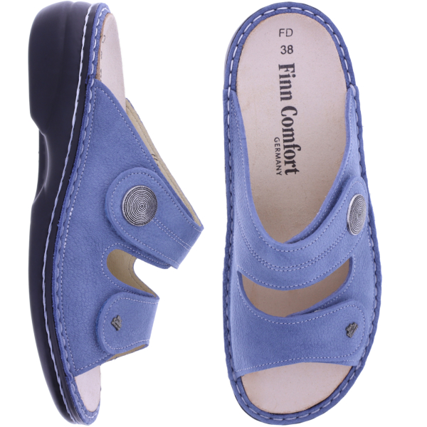 Finn Comfort | Sansibar | Sky-Hellblau | Wechselfußbett | 02550-834214 | Damen Pantoletten