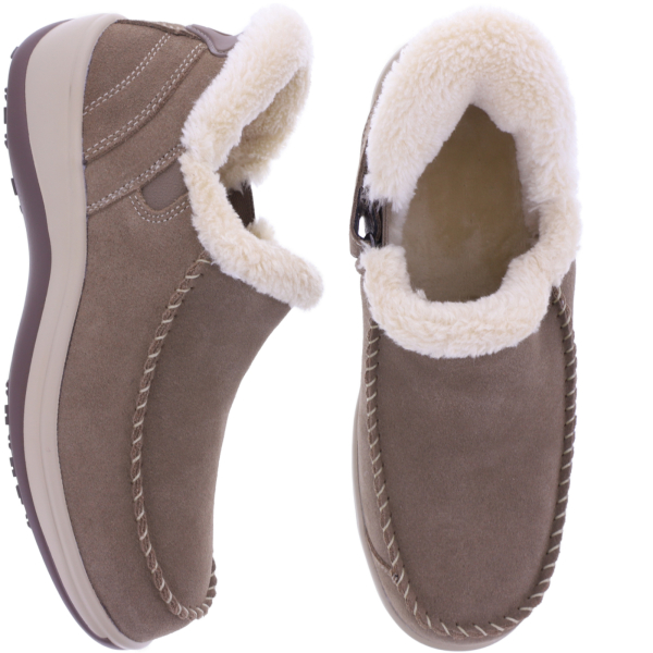 Orthofeet® | Lorin | Hellbraun | Hands-Free Slipper mit Fersendämpfung | Damen Hausschuhe