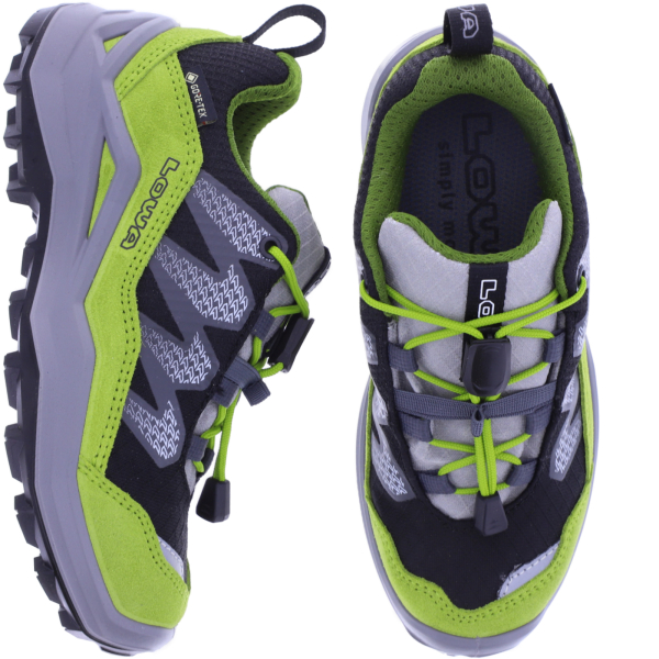 LOWA | Maddox Pro GTX Low Junior | Schwarz-Limone | GoreTex | Kinder Schnürer