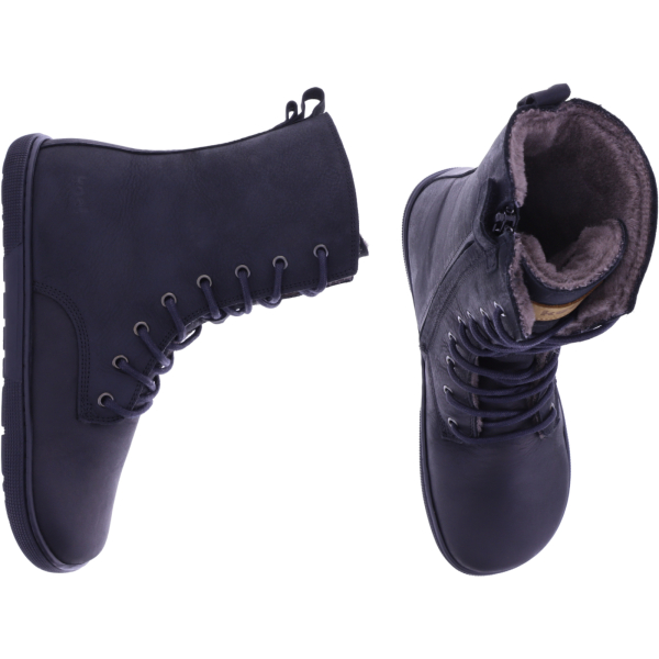 Koel | Faro | Schwarz | Hydroleder mit Lammfellfutter | Damen Barfußstiefel