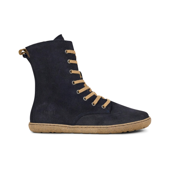 Koel | Faro | Navy Antik | Veloursleder mit Wollfutter | Damen Barfußstiefel