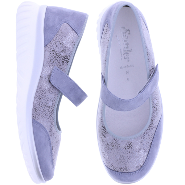 Semler | Lena | Sky-Blau | Nubukleder-Stretch | Weite: H | L5425 | Damen Komfort-Ballerinas