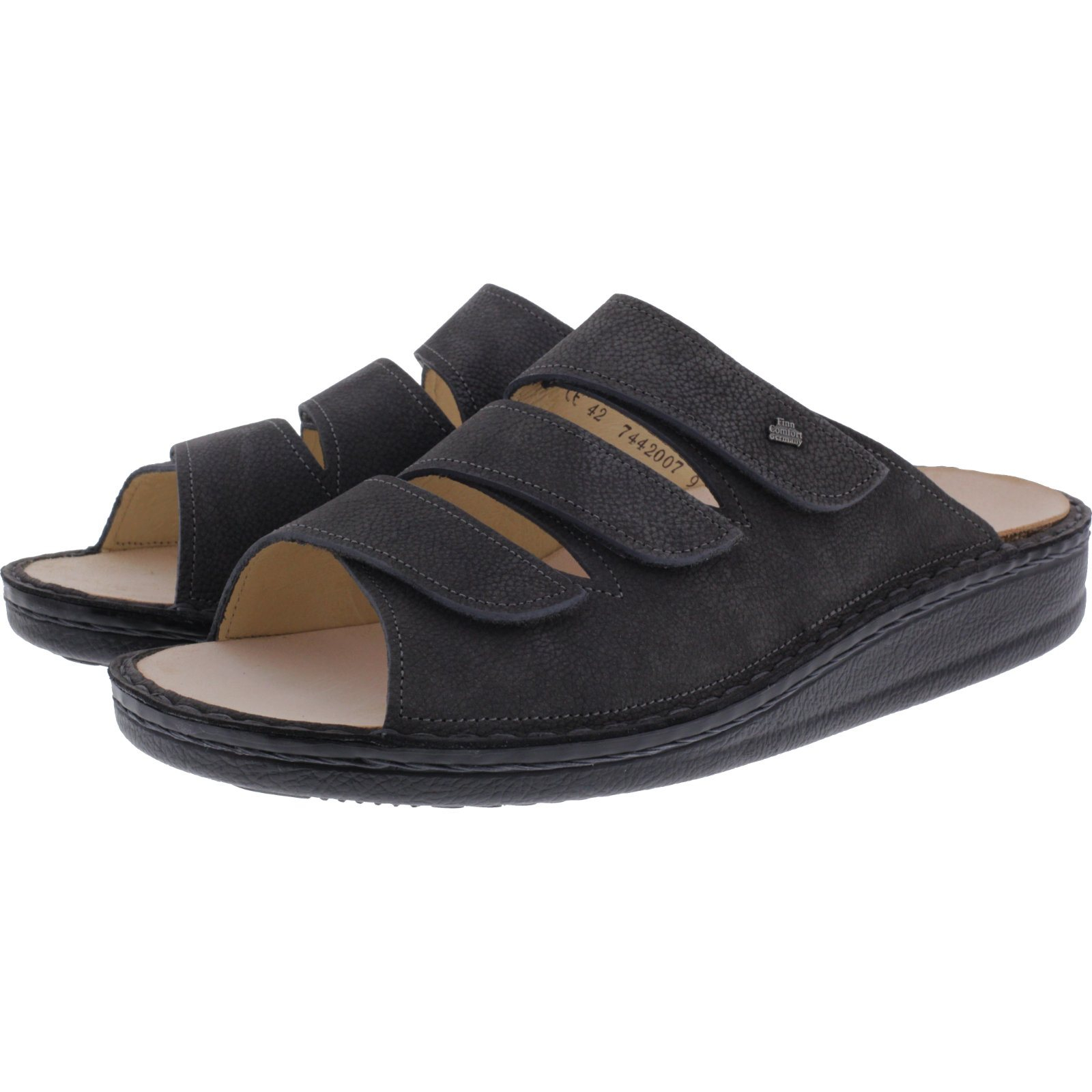 Finn Comfort / Korfu / Dark Grey Rindsleder / Wechselfußbett / Art: 01508-419388 / Herren Pantolette