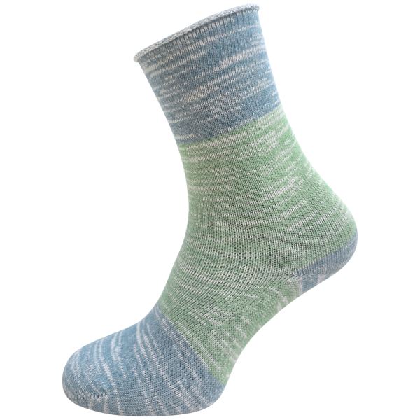 SOKKINN | Premium Socken | Wool Blockstripe Melange | Lake-Grün/Blau | Damen Socken