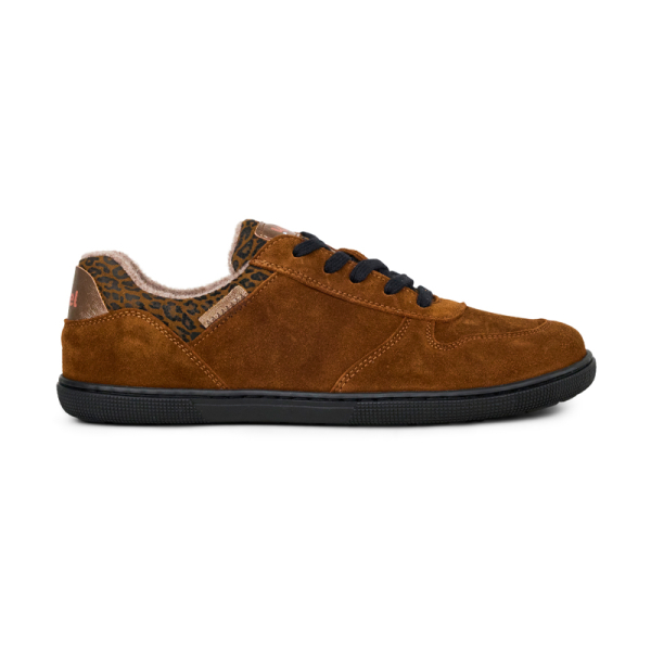 Koel | Francie | Cognac-Leo | Veloursleder-Wollfutter | Damen Barfußschuhe