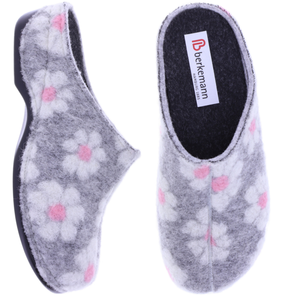 Berkemann | Donata | Hellgrau Floralfilz | Form: Melbourne | Weite: H | 01028-644 | Damen Clogs