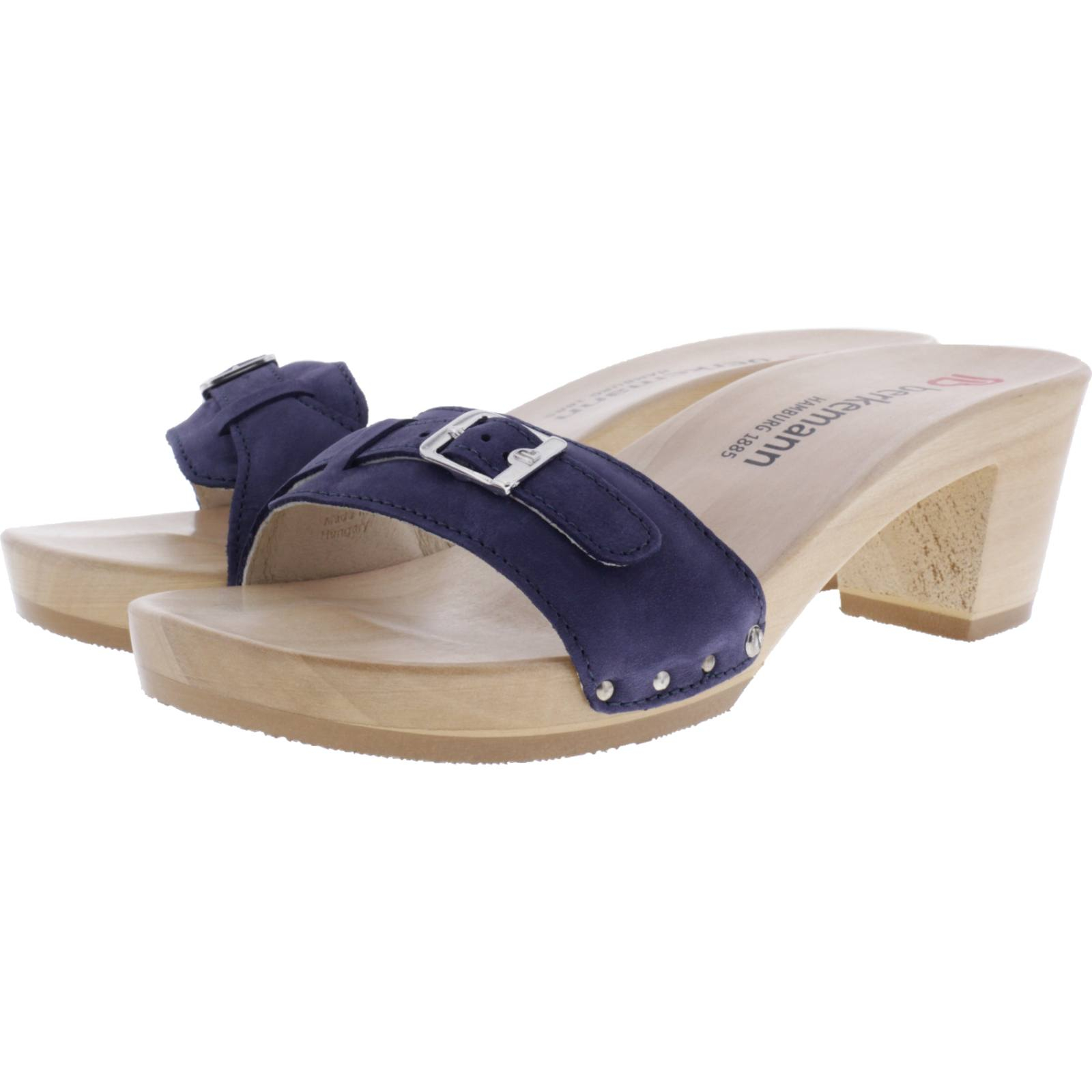 Berkemann / Peggy / Blau Nubuk Leder / Art: 00200-353 / Damen Holzsandalen