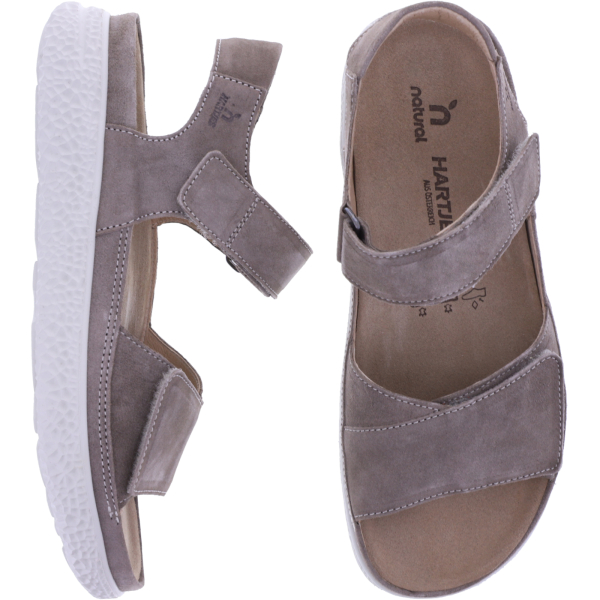 Hartjes Natural | Groove | Schlamm-Grau | Veloursleder | Weite: H | 1321220-3500 | Damen Sandalen