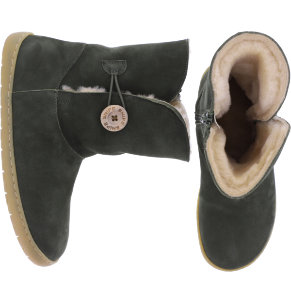 Snipe | Barefoot Boots | Kaki-Khaki | Leder-Lammfellfutter | 05490-012 | Damen Stiefeletten