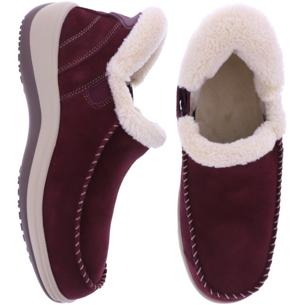 Orthofeet® | Lorin | Bordeaux-Rot | Hands-Free Slipper mit Fersendämpfung | Damen Hausschuhe