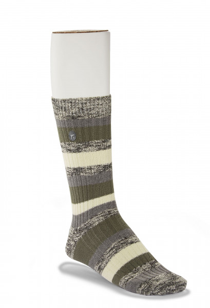Birkenstock Herren Socken - Slub Stripes - Bungee Cord - Grau/Oliv/Beige