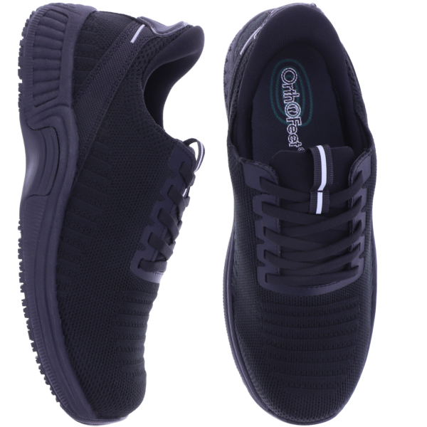 Orthofeet® | Kita | Schwarz-Schwarz | Hands-Free Schuhe mit Fersendämpfung | Damen Schnürer