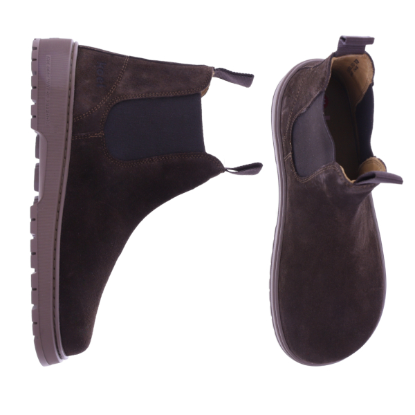Koel | Gavien | Chocolate-Dunkelbraun | Veloursleder | Damen Barfuß-Chelsea-BootsKoel | Gavien | Chocolate-Dunkelbraun | Veloursleder | Damen Barfuß-Chelsea-Boots