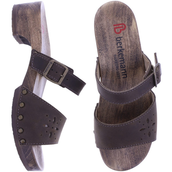 Berkemann | Helgoland | Dunkelbraun Fettleder | *Exklusiv bei HOUSEOFSHOES* | Damen Holzsandalen