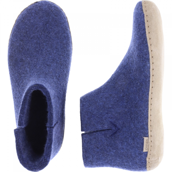 Glerups / Modell: "G" / Denim/Blau Wollfilz / Kalbsleder-Sohle / Geschlossene Schuhe