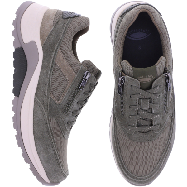 Rollingsoft by Gabor | Herren Aktiv Schnürer | Tundra-Sesamo-Taupe Leder | mit Reißverschluss