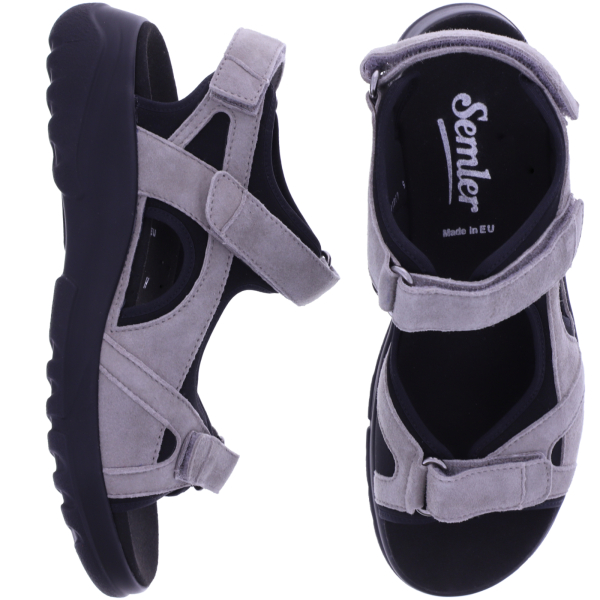 Semler | Wiebke | Panna-Grau-Schwarz | Nubukleder | Weite: H | W3165 | Damen Komfort-Sandalen