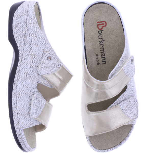 Berkemann | Finja | Bornze Glitter Leder-Stretch | Form: Melbourne | 01021-877 | Damen Pantoletten