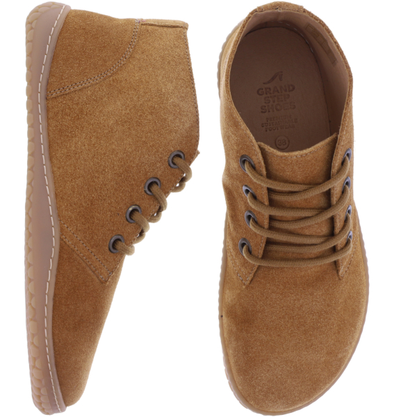 Grand Step Shoes | Pat Barefoot | Whisky-Hellbraun | Veloursleder | Damen Barfußschuhe