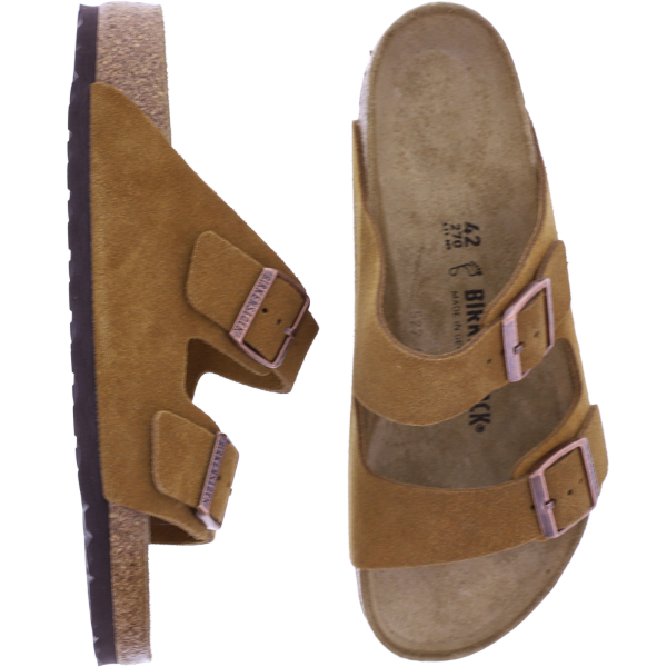 Birkenstock | Arizona | Mink-Cognac | Veloursleder | Weite: Normal | 1027082 | Herren Pantoletten