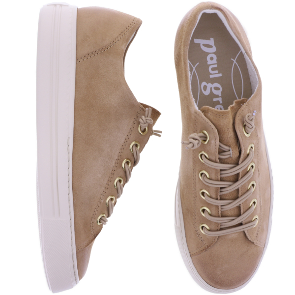 Paul Green | 4081-649 | Beige-Cognac Velours | Weiches Kalbsleder | Damen Sneaker