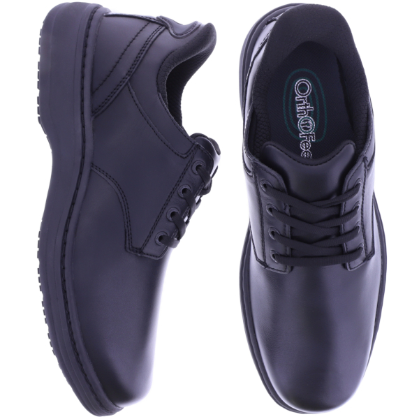Orthofeet® | Claude | Schwarz Leder | Hands-Free Schuhe mit Fersendämpfung | Herren Schnürer