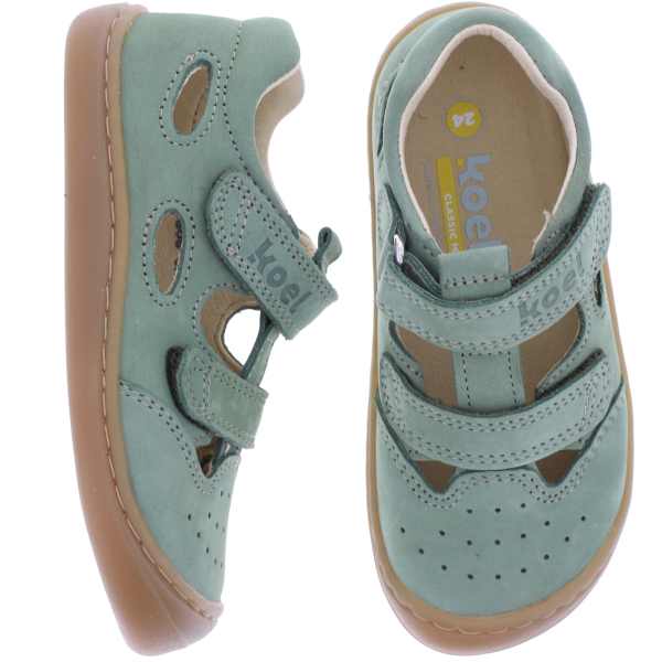 Koel Kids | Bep | Olive | Nappaleder | Kinder Barfußschuhe mit Klett