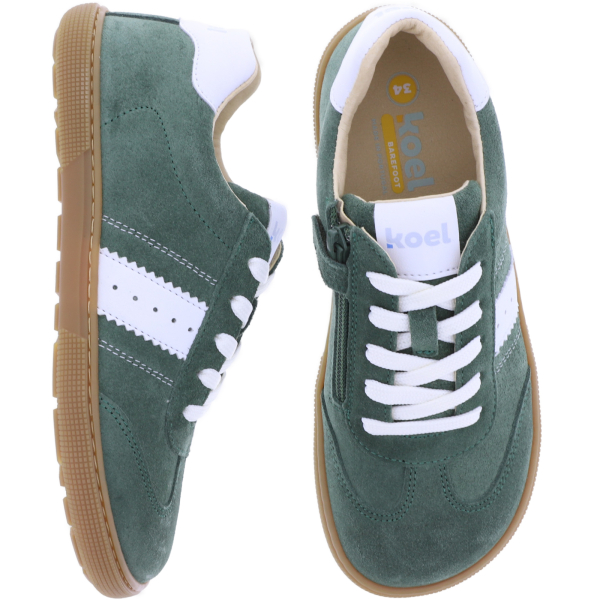 Koel Kids | Declan | Khaki-Grün-Weiß | Veloursleder | Kinder Barfußschuhe