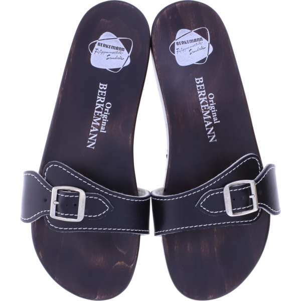 Berkemann / Original-Sandale / Schwarz Glattleder / Sohle: Braun / Art: 10100-900 / Unisex