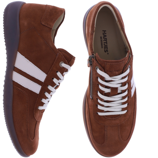 Hartjes | Goa | Mittelbraun-Sahne | Veloursleder | Weite: G | 1622106-0605 | Damen Komfort-Sneakers